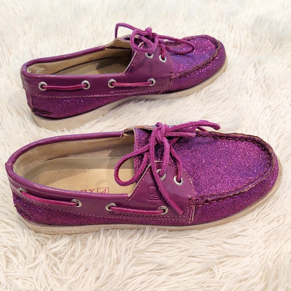 Sperry Top Sider Purple Glitter Sparkle Boat Shoes Loafers - Picture 5 of 5